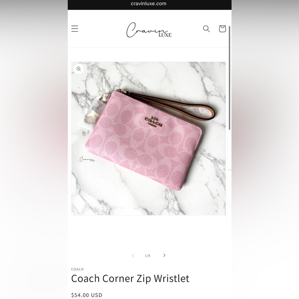 New LIMITED EDITION Coach Corner Zip Wristlet Powder Pink with Charm - Picture 12 of 12